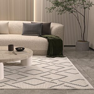 Cool Halı Vetrina 3609 Krem Yumuşak Dokulu Halı Kilim Salon Mutfak Kesme Yolluk Dokuma Makine Halısı
