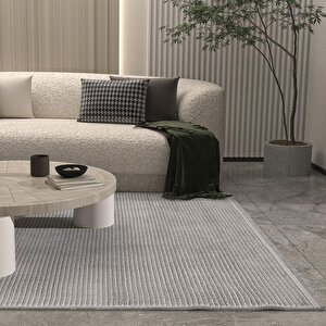Vetrina 3603 Gri Yumuşak Dokulu Halı Kilim Salon Mutfak Kesme Yolluk Dokuma Makine Halısı 120x180 cm