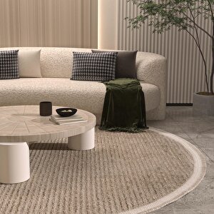 Cool Halı Vetrina 3602 Vizon Yumuşak Doku Halı Kilim Salon Mutfak Kesme Yolluk Yuvarlak Makine Halı