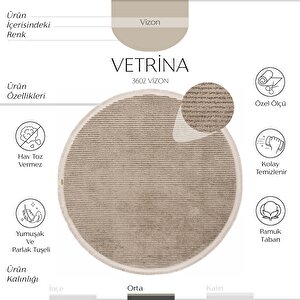 Cool Halı Vetrina 3602 Vizon Yumuşak Doku Halı Kilim Salon Mutfak Kesme Yolluk Yuvarlak Makine Halı
