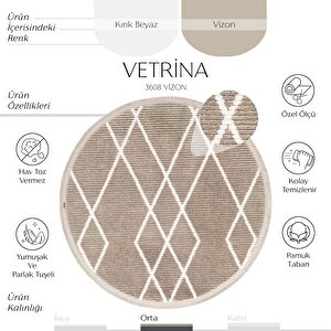 Vetrina 3608 Vizon Yumuşak Doku Halı Kilim Salon Mutfak Kesme Yolluk Dokuma Makine Halısı 100x100 cm