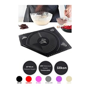 Pratik Siyah Fırınlanabilir Büyük Boy Silikon Hamur Açma Ve Pişirme Matı Silpatı 65 X 45cm