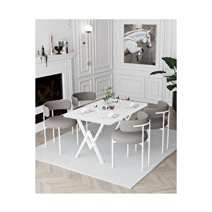 Trend Beyaz Teddy Sandalye 80x120 Yemek Masası Mutfak Masası 4 Kişilik Masa Sandalye Takımı