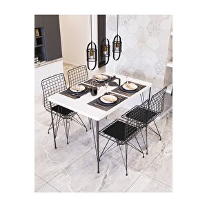 70x110 Ezgi 4 Kişilik Yemek Masası Takımı-mutfak Masası Takımı-beyaz
