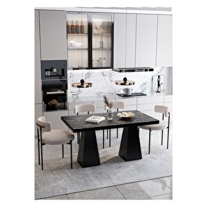 Pietro Lake Mdf  Ayak Teddy Sandalye 80x120 Yemek Masası Mutfak Masası 4 Kişilik Masa Sandalye Takım