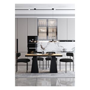 Venera Lake Mdf  Ayak Teddy Sandalye 80x120 Yemek Masası Mutfak Masası 4 Kişilik Masa Sandalye Takım