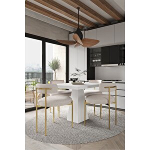 Arona  Beyaz Lake Mdf Ayak  90x90 Yemek Masası Mutfak Masası 4 Kişilik Masa Takımı Teddy Sandalye