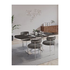 Piero Lak Panel  80x130 Açılır Yemek Masası Mutfak Masası 4 Kişilik Masa Sandalye Takımı