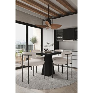 Lago Siyah Lake Mdf Ayak 80x80 Yemek Masası Mutfak Masası 4 Kişilik Masa Takımı Teddy Sandalye