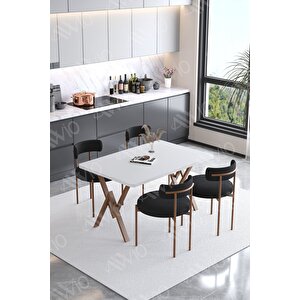 Lionte Teddy Sandalye 80x120 Yemek Masası Mutfak Masası 4 Kişilik Masa Sandalye Takımı(bukle Kumaş)