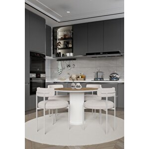 Tian Ptt Lake Mdf Ayak 4'lü Teddy Sandalye 90x90  Masa Sandalye Takımı ( Sandalye  Bukle Kumaş)