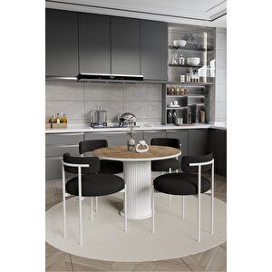 Ares Ptt Lake Mdf Ayak 4'lü Teddy Sandalye 90x90  Masa Sandalye Takımı ( Sandalye  Bukle Kumaş)
