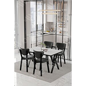 Carla  Elma Sandalye 80x120 Yemek Masası Mutfak Masası 4 Kişilik Masa Sandalye Takımı