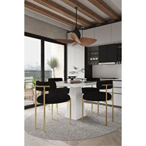 Arona  Beyaz Lake Mdf Ayak  90x90 Yemek Masası Mutfak Masası 4 Kişilik Masa Takımı Teddy Sandalye