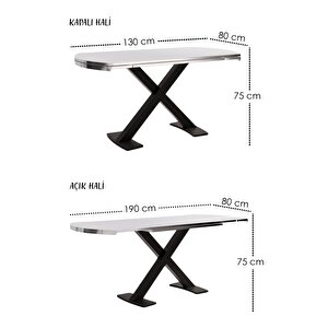 Wella Lak Panel 80x130 Açılır Yemek Masası Mutfak Masası 6 Kişilik Masa Sandalye Takımı