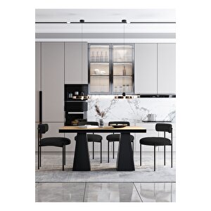 Frame Lake Mdf  Ayak Teddy Sandalye 80x120 Yemek Masası Mutfak Masası 4 Kişilik Masa Sandalye Takım