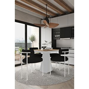 Mi̇lena  Beyaz Lake Mdf Ayak  90x90 Yemek Masası Mutfak Masası 4 Kişilik Masa Takımı Teddy Sandalye