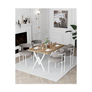 Trend Beyaz Teddy Sandalye 80x120 Yemek Masası Mutfak Masası 4 Kişilik Masa Sandalye Takımı