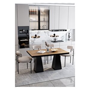 Pietro Lake Mdf  Ayak Teddy Sandalye 80x120 Yemek Masası Mutfak Masası 4 Kişilik Masa Sandalye Takım