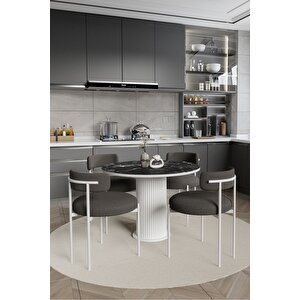 Ali̇ze  Ptt Lake Mdf Ayak 4'lü Teddy Sandalye 90x90  Masa Sandalye Takımı ( Sandalye  Bukle Kumaş)