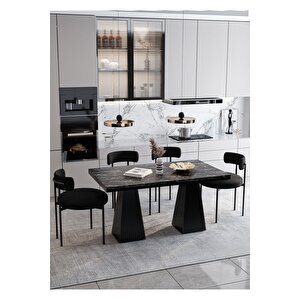 Venera Lake Mdf  Ayak Teddy Sandalye 80x120 Yemek Masası Mutfak Masası 4 Kişilik Masa Sandalye Takım