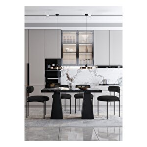 Venera Lake Mdf  Ayak Teddy Sandalye 80x120 Yemek Masası Mutfak Masası 4 Kişilik Masa Sandalye Takım