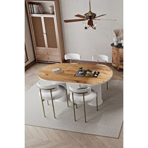 West Beyaz Ptt Ayak 80x160 Yemek Masası Mutfak Masası Masa Sandalye Takımı(kadi̇fe Kumaş)