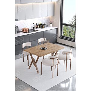 Soffice Teddy Sandalye 80x120 Yemek Masası Mutfak Masası 4 Kişilik Masa Sandalye Takımı(bukle Kumaş)