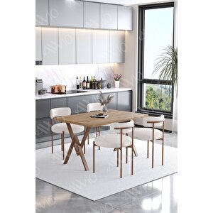 Soffice Teddy Sandalye 80x120 Yemek Masası Mutfak Masası 4 Kişilik Masa Sandalye Takımı(bukle Kumaş)