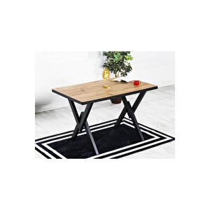 80x120 Arya Tel Kafes 4 Kişilik Akça Mutfak Masası Yemek Masası Cafe Masası Oval Kenar