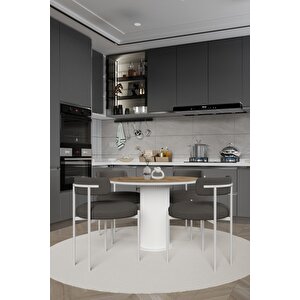 Ali̇ze  Ptt Lake Mdf Ayak 4'lü Teddy Sandalye 90x90  Masa Sandalye Takımı ( Sandalye  Bukle Kumaş)