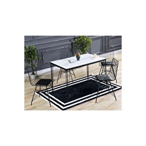 120x80 Yemek Masa Takımı Mutfak Masası I 4 Adet Tel Sandalye 1 Adet Masa