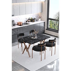 Lionte Teddy Sandalye 80x120 Yemek Masası Mutfak Masası 4 Kişilik Masa Sandalye Takımı(bukle Kumaş)