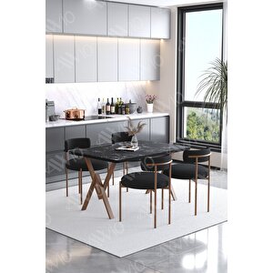 Lionte Teddy Sandalye 80x120 Yemek Masası Mutfak Masası 4 Kişilik Masa Sandalye Takımı(bukle Kumaş)