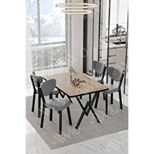 Pedra Elma Sandalye 80x120 Yemek Masası Mutfak Masası 4 Kişilik Masa Sandalye Takımı