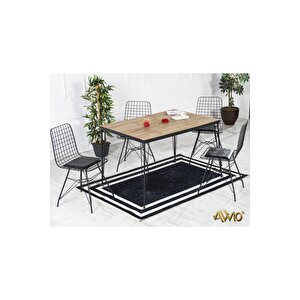Arya 4 Kişilik 80x120 Yemek Masası Takımı-mutfak Masası Takımı-akça Oval Kenar
