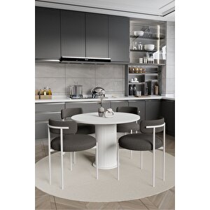 Ali̇ze  Ptt Lake Mdf Ayak 4'lü Teddy Sandalye 90x90  Masa Sandalye Takımı ( Sandalye  Bukle Kumaş)