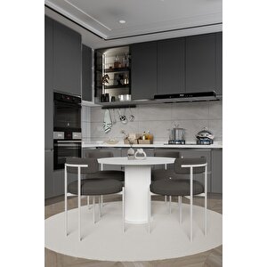 Ali̇ze  Ptt Lake Mdf Ayak 4'lü Teddy Sandalye 90x90  Masa Sandalye Takımı ( Sandalye  Bukle Kumaş)