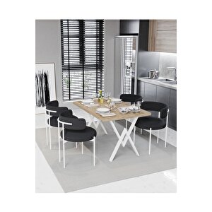 Majer Beyaz Teddy Sandalye 80x120 Yemek Masası Mutfak Masası 4 Kişilik Masa Sandalye Takımı