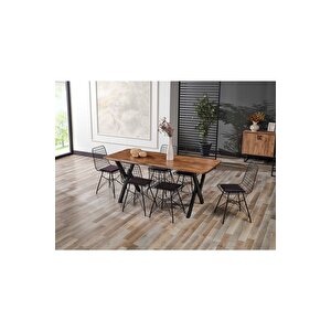 Asel 80x180 Doğal Kütük 6 Sandalyeli Mutfak Masası Takımı-yemek Masası Takımı- Doğal Kütük Ağacı