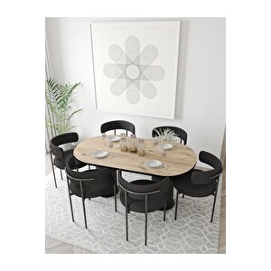 Loreto  Teddy Sandalye 80x180 Yemek Masası Mutfak Masası 6 Kişilik Masa Sandalye Takımı