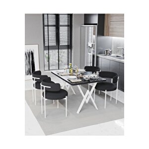 Majer Beyaz Teddy Sandalye 80x120 Yemek Masası Mutfak Masası 4 Kişilik Masa Sandalye Takımı