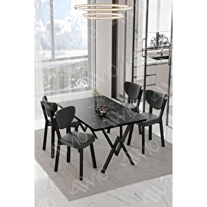 Carla  Elma Sandalye 80x120 Yemek Masası Mutfak Masası 4 Kişilik Masa Sandalye Takımı