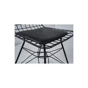 80x120 Mira Siyah Mermer Görünümlü Metal Ayaklı Mutfak Masası Ve Bench Takımı