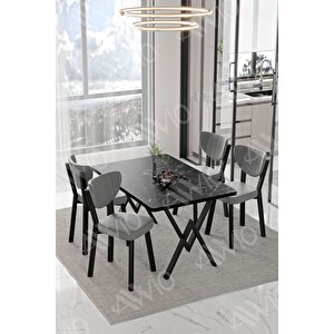 Pedra Elma Sandalye 80x120 Yemek Masası Mutfak Masası 4 Kişilik Masa Sandalye Takımı