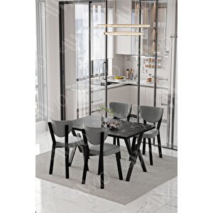 Pedra Elma Sandalye 80x120 Yemek Masası Mutfak Masası 4 Kişilik Masa Sandalye Takımı
