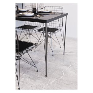 80x120 Defne 4kişilik Yemek Masası Mutfak Masası Masa Sandalye Balkon Masası Mermer Desen Oval Kenar