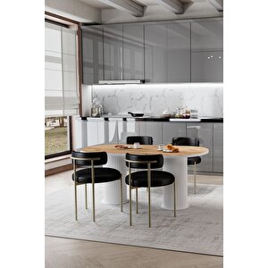 Rita Beyaz Ptt Ayak 80x120 Yemek Masası Mutfak Masası Masa Sandalye Takımı(kadi̇fe Kumaş)
