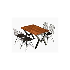 80x120 Kütük 4 Kişilik Yemek Masası Takımı-mutfak Masası Takımı