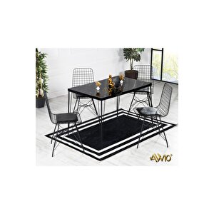 80x120 Home Mira 4 Kişilik Kafes Sandalyeli Masa Sandalye Takımı
